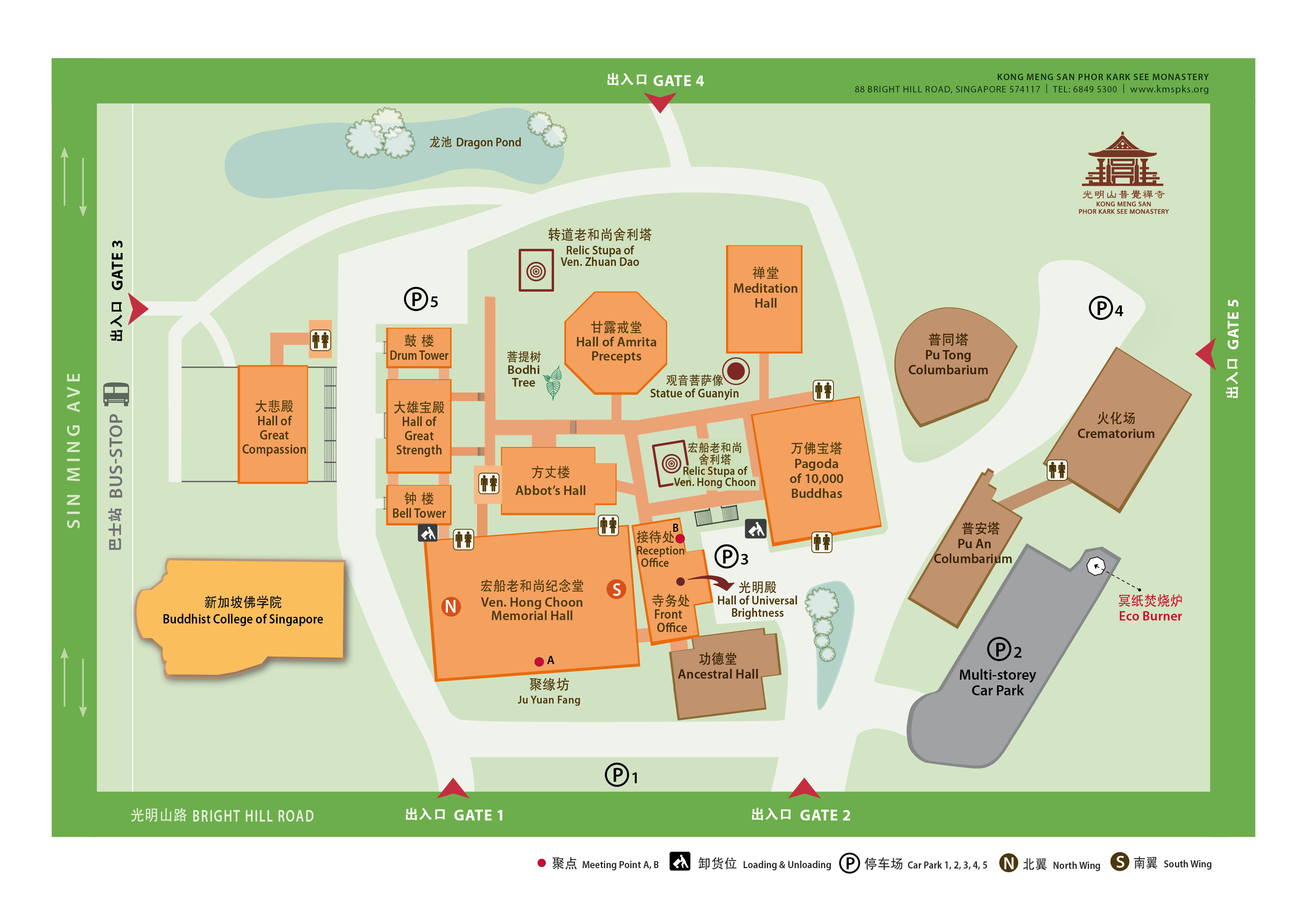 Map to Buddhist College of Singapore
